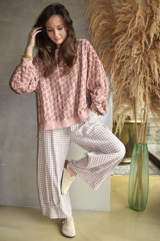 Annie Gingham Quirky 7/8 Pant Antique Rose